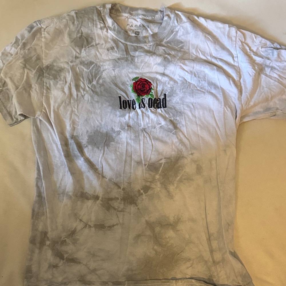 PacSun White and Gray 'Love is Dead' Graphic Tee